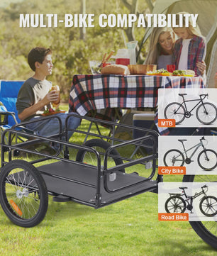 Opvouwbare Fietskar met 160 lbs Laadvermogen en 16" Wielen - Veilig en Ruim Transport