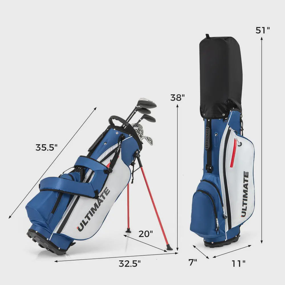 Complete Linkshandige Golfset met Grafiet Shafts en Standbag: 3 Woods, 5 Irons, Putter