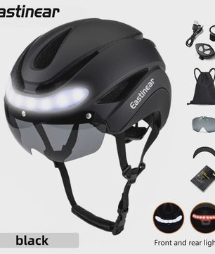 Fietshelm Volwassenen met LED Verlichting, Knipperlichten & Magnetische Vizier