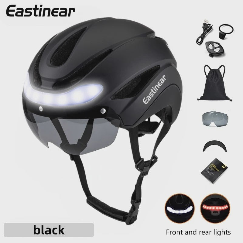 Fietshelm Volwassenen met LED Verlichting, Knipperlichten & Magnetische Vizier