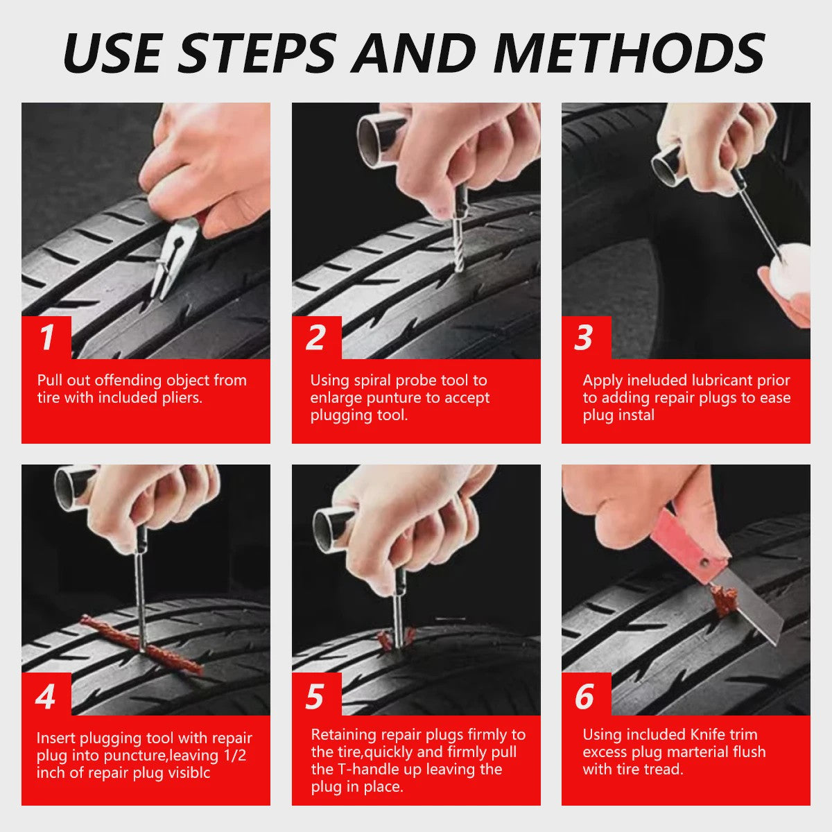 Universele Bandenreparatieset Motor & Auto - Tubeless Bandenplak Set