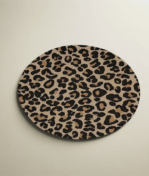 Ronde Luipaardprint Muismat 20x20cm - Antislip Natuurrubber Bureauonderlegger