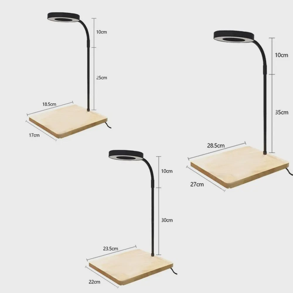 Verstelbare 10W LED Aquarium Lamp met Houten Basis & USB - Ideaal voor Landschapsverlichting