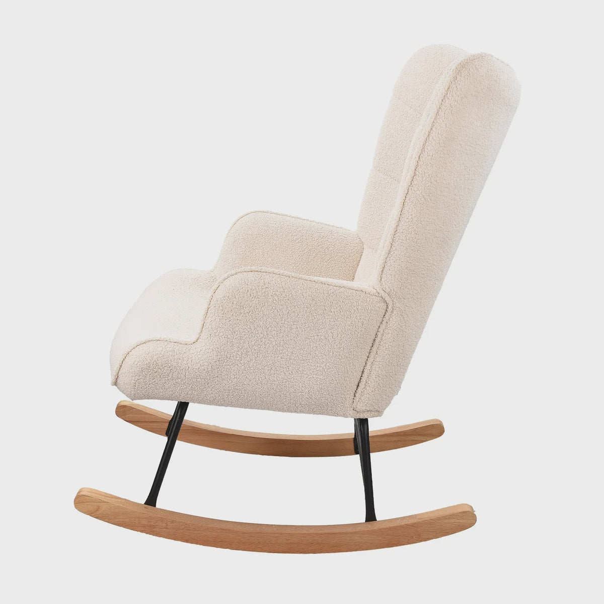 Comfortabele Schommelstoel met Teddy Stof - Zachte Lounge Chair voor Woonkamer & Slaapkamer