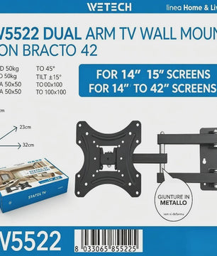 WETECH W5522 TV Wandsteun - Volledig Beweegbaar voor 14-42 Inch TV's, Max 50kg, VESA 50-100