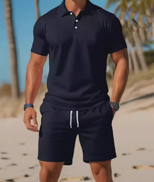 Zomerse Heren Polo Shirt en Mesh Shorts Set - Casual & Ademend - Plus Size