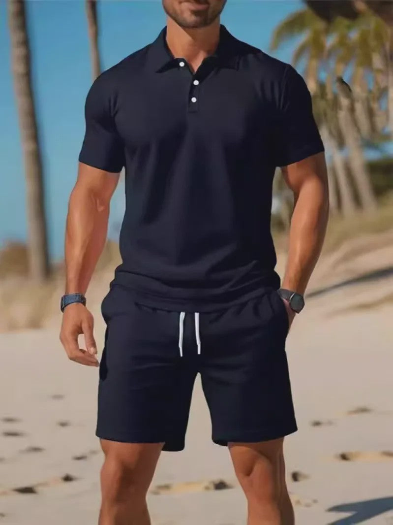 Zomerse Heren Polo Shirt en Mesh Shorts Set - Casual & Ademend - Plus Size