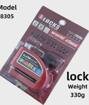Waterdicht Motor Alarm Schijfrem Slot - Anti-diefstal Beveiliging voor Motor & Fiets + Herinneringskabel