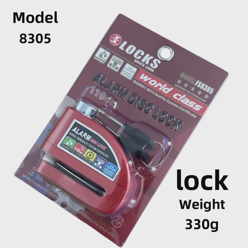 Waterdicht Motor Alarm Schijfrem Slot - Anti-diefstal Beveiliging voor Motor & Fiets + Herinneringskabel