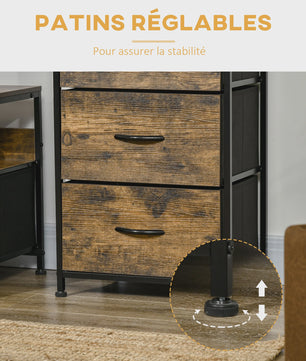 Industriële Ladekast met 3 Lades en 2 Open Planken - 44x29x92 cm