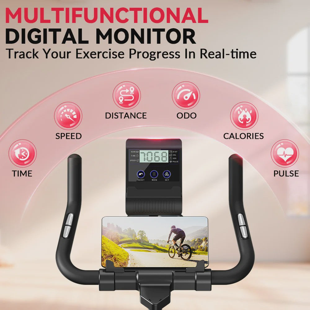 Hometrainer met Vliegwiel (10kg), LCD Display en Stille Werking - Max 120kg Belasting