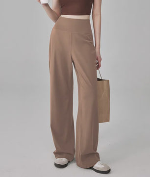 Dames Comfortabele Yogabroek met Hoge Taille en Zakken - Nake-Feeling Stretch Loungebroek voor Sport & Vrije Tijd