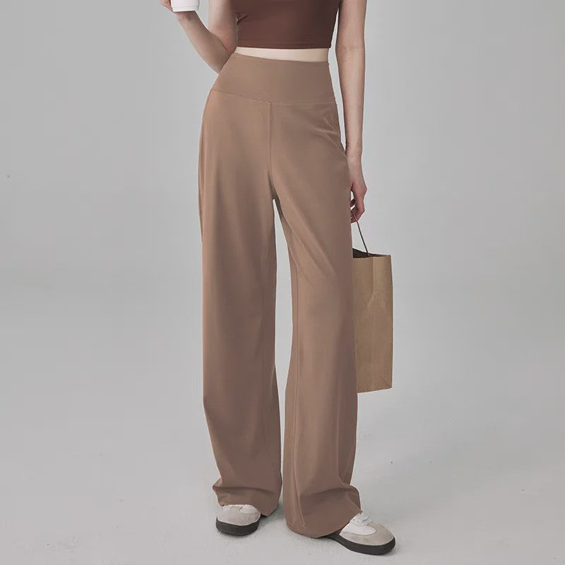 Dames Comfortabele Yogabroek met Hoge Taille en Zakken - Nake-Feeling Stretch Loungebroek voor Sport & Vrije Tijd