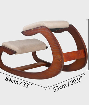 Ergonomische Kniekruk met Dik Zitkussen - Houten Schommelstoel voor Betere Houding
