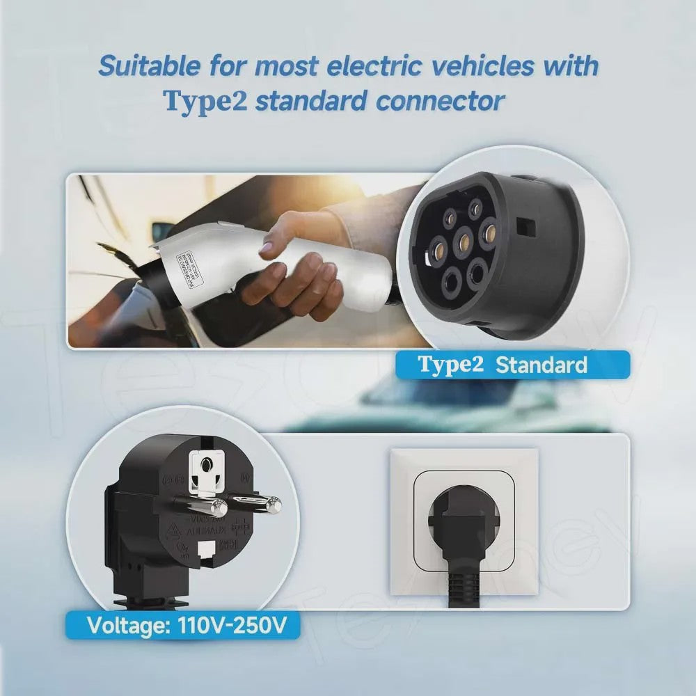 3.5KW Draagbare EV Charger Type 2 | 16A 1-Fase Laadstation voor Elektrische Auto's