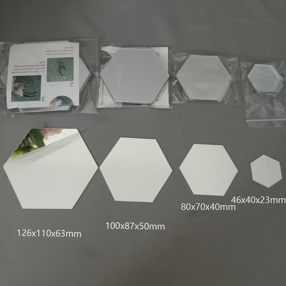 Zelfklevende Hexagon Spiegel Wandstickers - 3D Decoratie voor Elke Ruimte - DIY