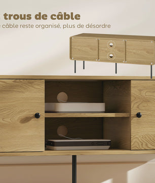 Moderne TV Meubel 120cm Eikenhout Look met Afgeronde Hoeken en Kabelmanagement - Geschikt voor TV's tot 55 Inch