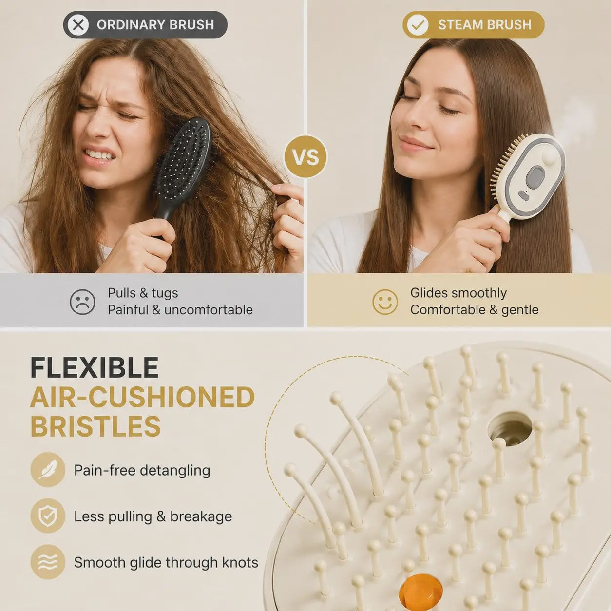 Elektrische Stoom Haarborstel met Waternevel - Anti-Frizz & Massage