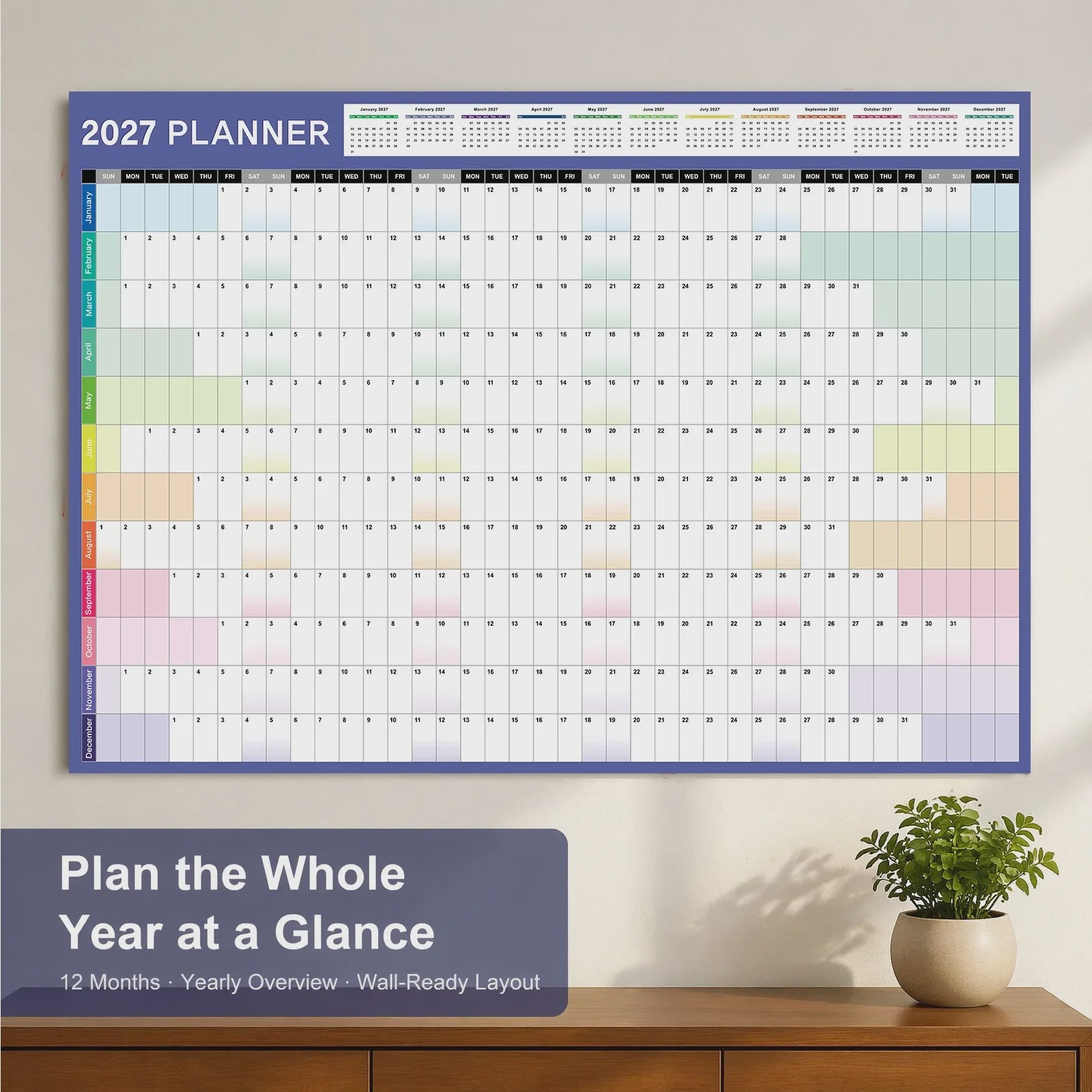 2027 Jaarplanner Kalender - Creatieve Wandkalender & Planner met Stickers