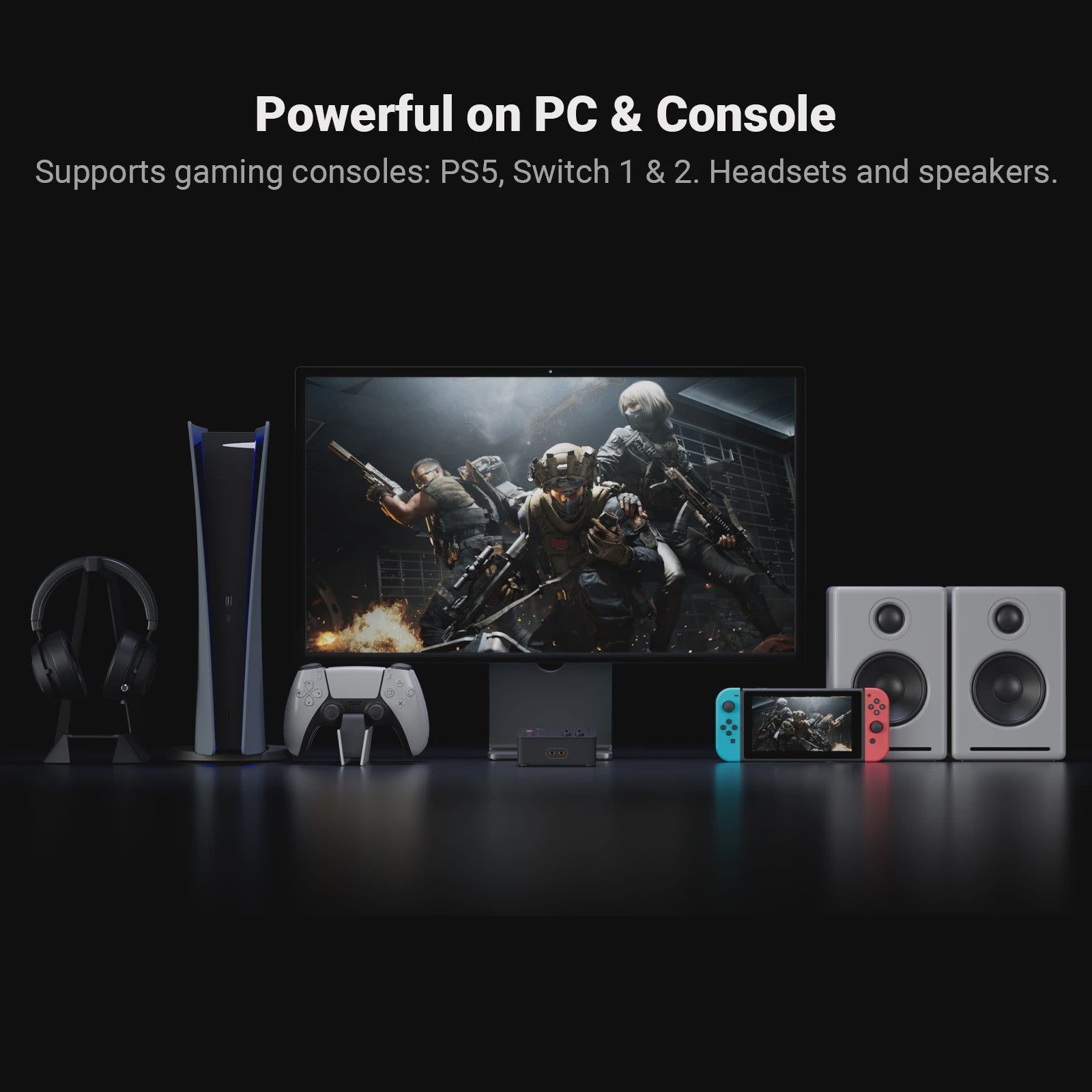 Fosi Audio C3 Gaming DAC & Headphone Amplifier - Verbeter Voetstappen Geluid voor PC/PS5 met USB Sound Card