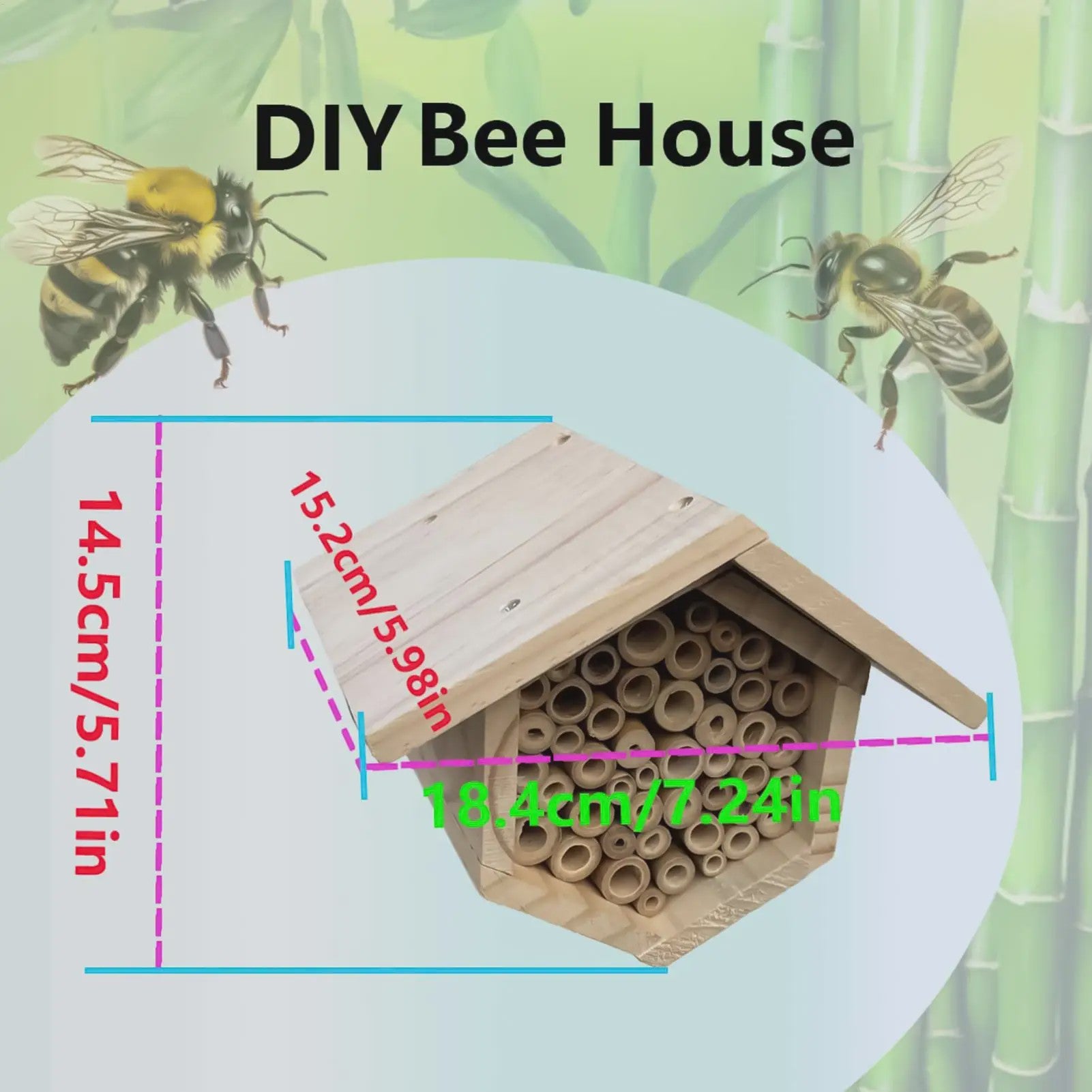 Houten Bijenhotel voor Tuin & Buiten - Natuurlijk Habitat voor Bijen, Vlinders & Insecten