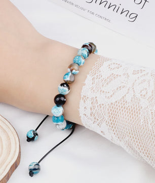 Verstelbare Natuursteen Armband - 8mm Agate & Onyx Kralen voor Mannen en Vrouwen