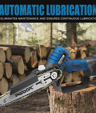 SWANSOFT 6-inch Elektrische Mini Kettingzaag - Krachtige 600W Brushless Motor