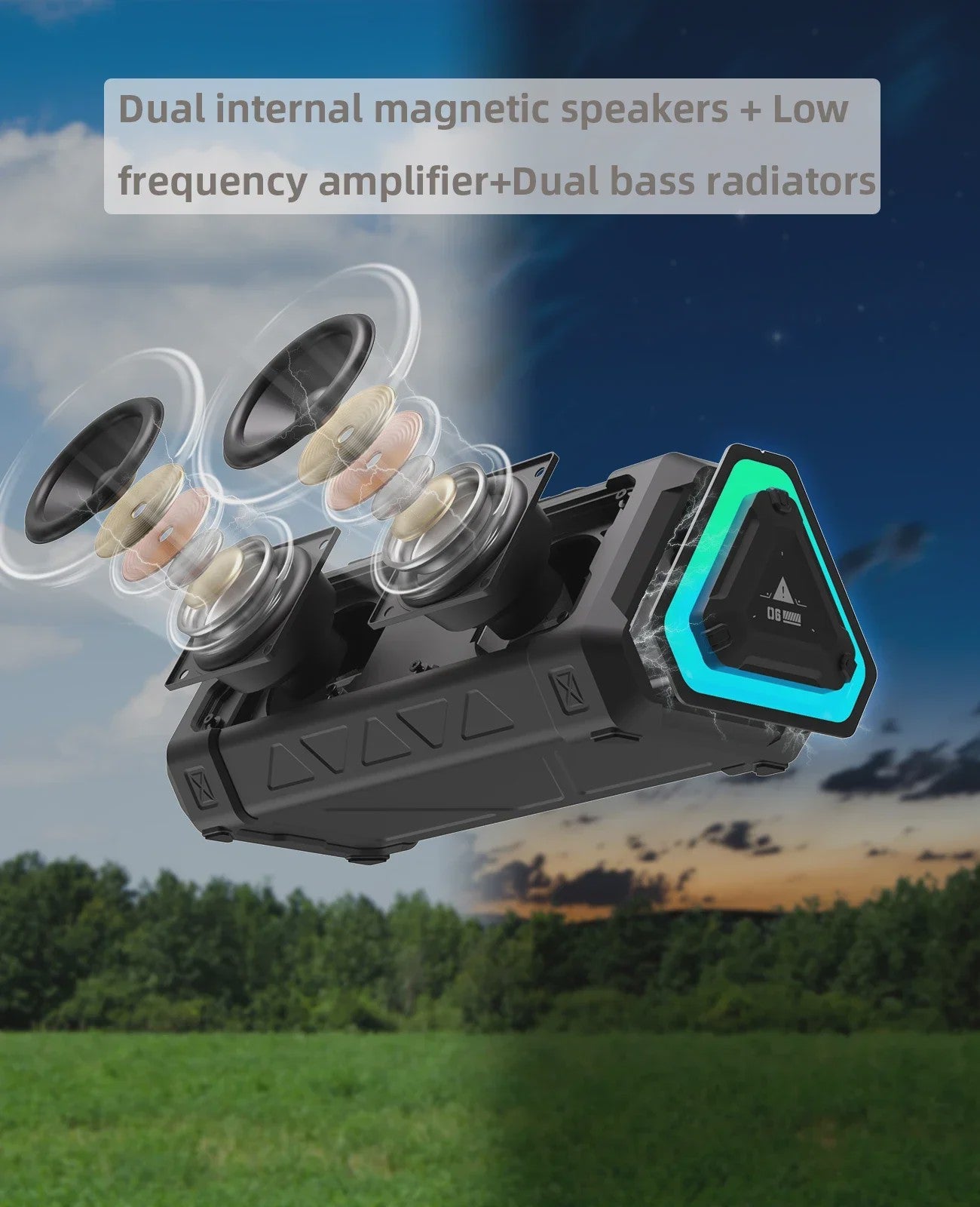 MLOVE P3 Outdoor Bluetooth Speaker - 40W Stereo Geluid, IPX7 Waterdicht & RGB Licht