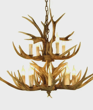 Grote Herten Gewei Kroonluchter - Sfeervolle Hanglamp voor Woonkamer & Loft
