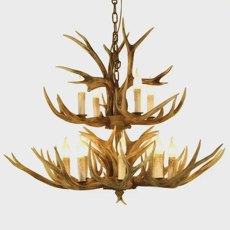 Grote Herten Gewei Kroonluchter - Sfeervolle Hanglamp voor Woonkamer & Loft