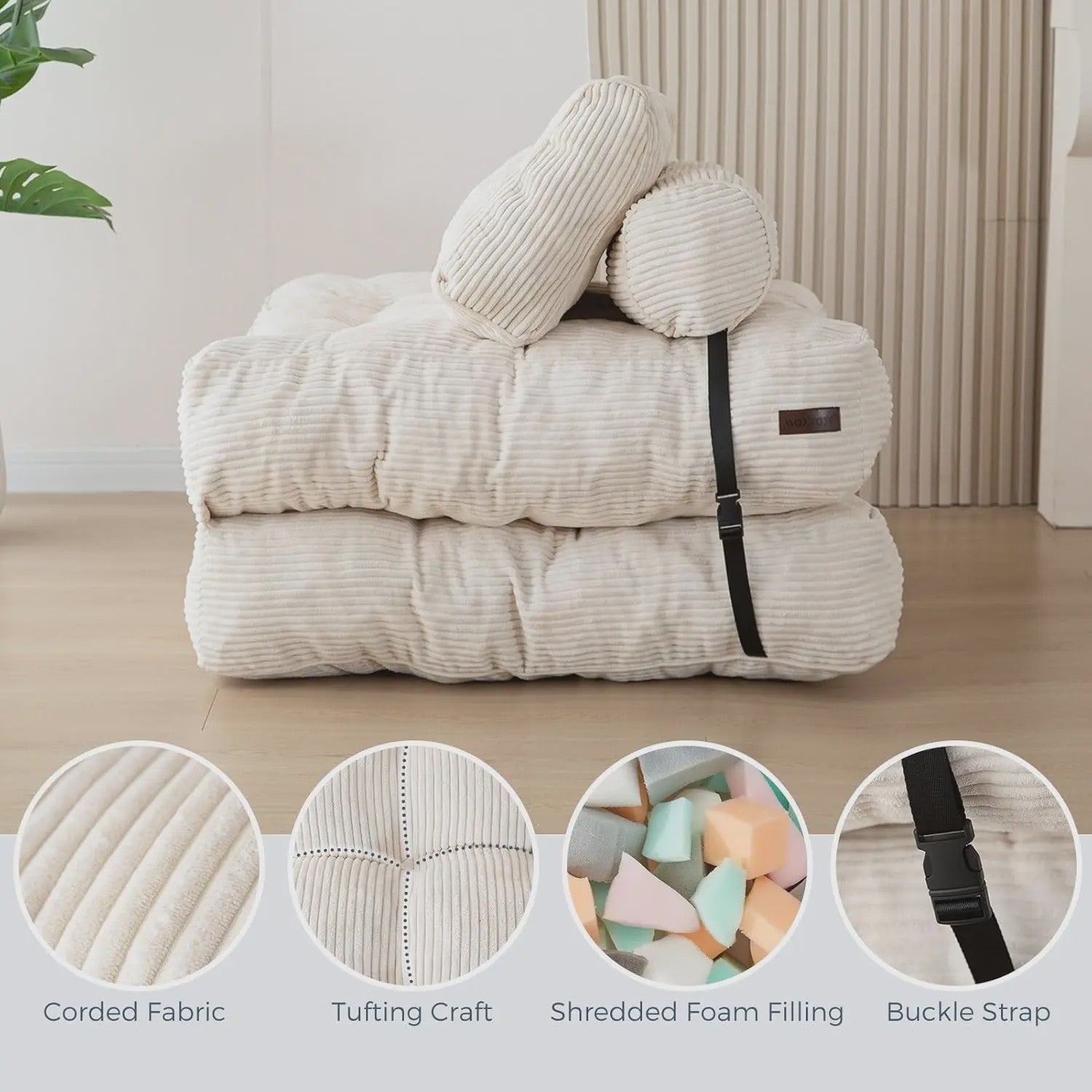 Opvouwbaar Slaapbank Stoel - Comfortabele Lounge Sofa Bed met Kussen