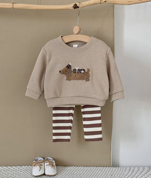 Schattige Baby Jongens & Meisjes Trainingspak Set met Cartoon Puppy | Lange Mouwen Outfit