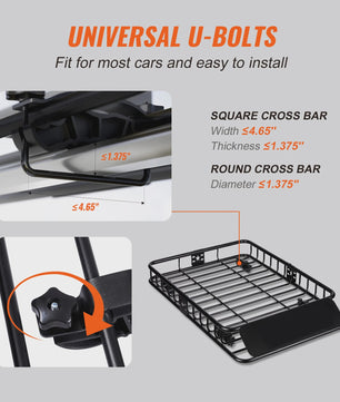 Robuuste Dakdrager Bagagemand 46"/51" - Extra Laadruimte voor SUV & Truck