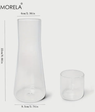 Glazen Nachtkaraf Set met Tumbler - 900ml Borosilicaatglas voor Water, Sap & Thee