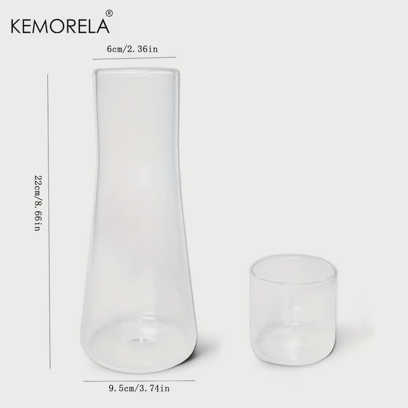 Glazen Nachtkaraf Set met Tumbler - 900ml Borosilicaatglas voor Water, Sap & Thee
