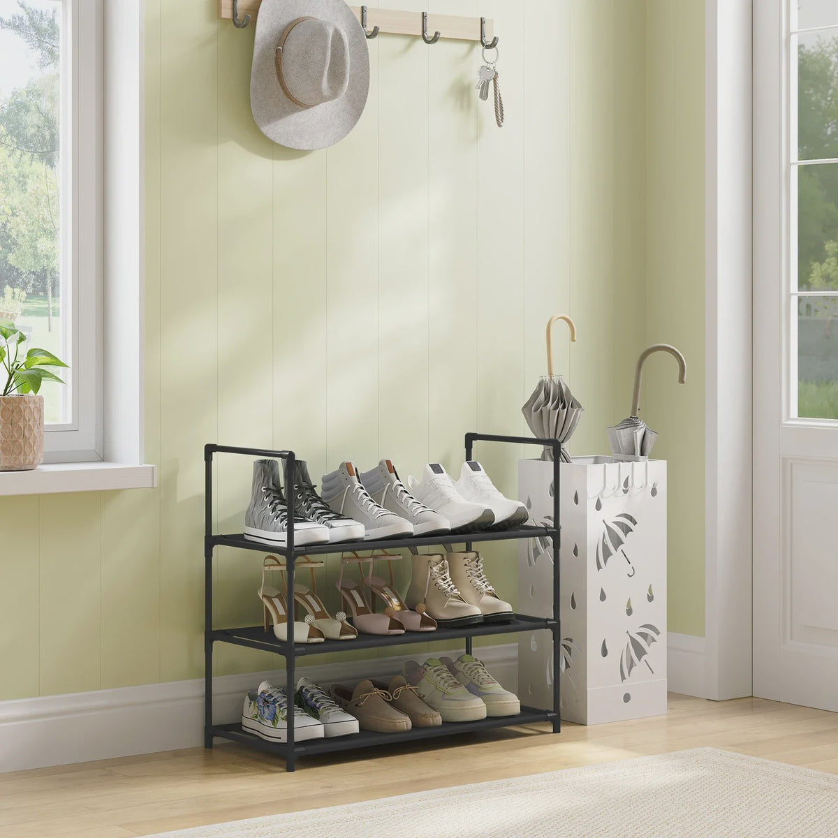 Stijlvolle Schoenenkast 3 Lagen - Metalen Frame & Ruimtebesparend - Ideaal voor Hal & Woonkamer