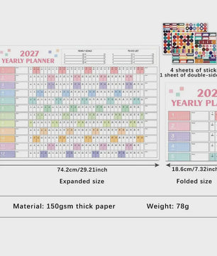 Jaarplanner 2027 - Grote Wandkalender met Planvakken en Stickers