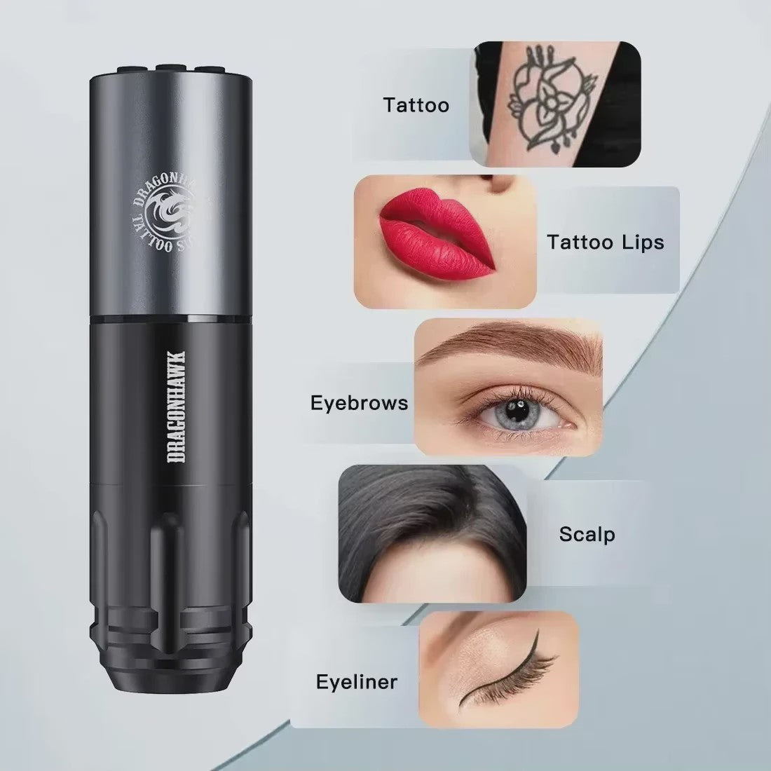 Dragonhawk A1 Draadloze Tattoopen Kit - Dual Modes, 1600mAh Batterij, 3.5mm Slag