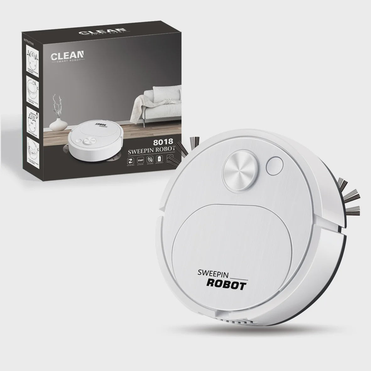 Slimme 3-in-1 Robotstofzuiger met Dweilfunctie - Draadloos, USB & 1500Pa Zuigkracht