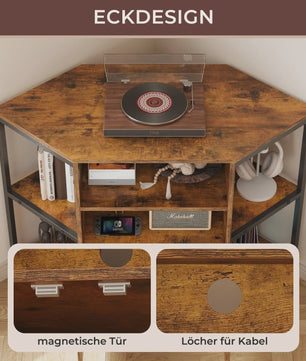 Industriële Hoek TV Meubel met LED Verlichting - Vintage Bruin (105x50x79 cm)