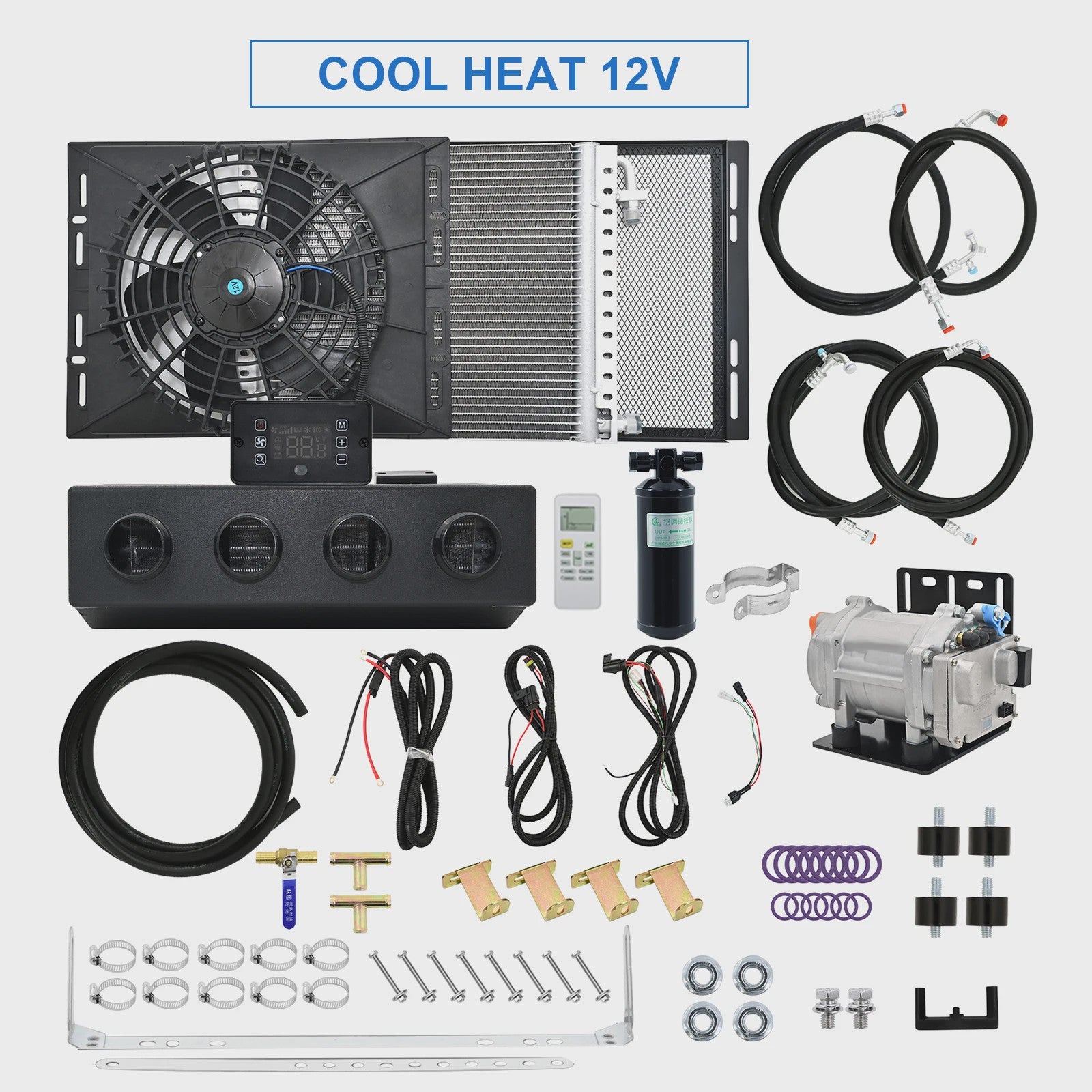 Universele 12V/24V Elektrische Airco & Verwarming Unit met Compressor voor Vrachtwagen en Camper