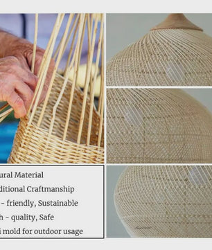 Handgemaakte Rotan Hanglamp Beige - Vintage Woven Wicker - E27 Fitting - Sfeervolle Verlichting