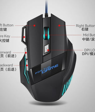 RGB Gaming Muis met 7 Knoppen en 2400 DPI - Ergonomisch & Bedraad