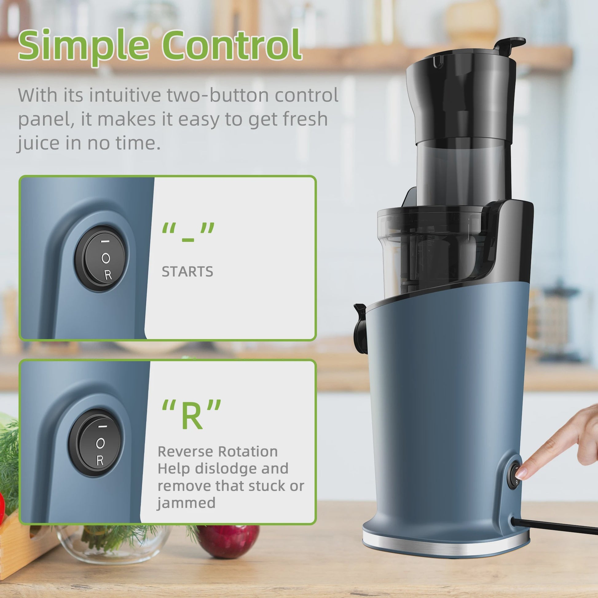 BioloMix Slowjuicer met 78mm Vulopening - Krachtige 200W Motor voor Hele Vruchten