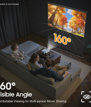 80 Inch Draagbaar Projectiescherm met Verhoogbaar Frame - 16:9, 4K/8K Ultra HD, 160° Kijkhoek, HDR/3D