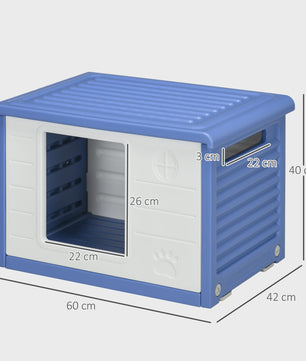 PawHut Buiten Hondenhok - Blauw/Wit Plastic met Ventilatie