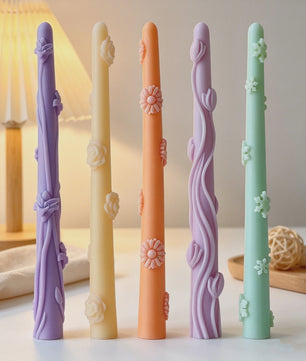 Handgemaakte Lange Kaars Siliconen Mal - Creatieve Bloem & Tak Decoratie - DIY Kaarsen Maken