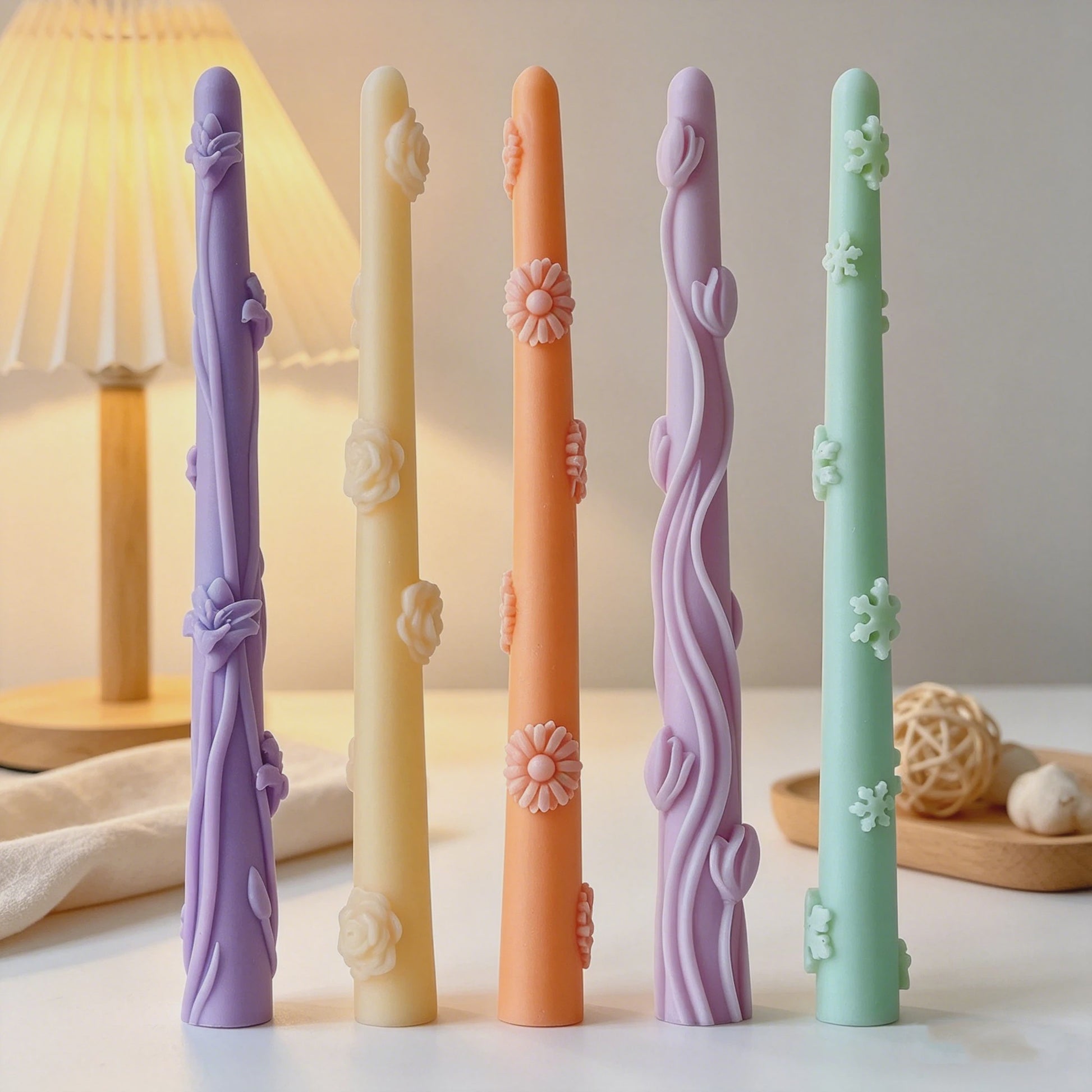 Handgemaakte Lange Kaars Siliconen Mal - Creatieve Bloem & Tak Decoratie - DIY Kaarsen Maken