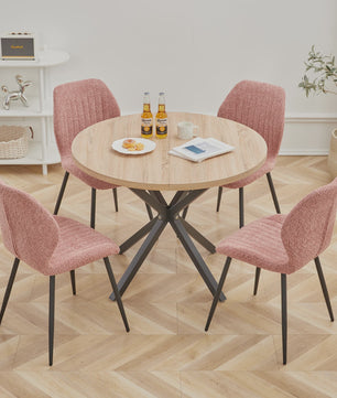 EGOONM Ronde Eettafel / Koffietafel 100cm - Massief Hout & Stalen Frame