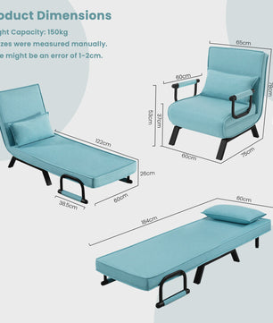 WOLTU Multifunctionele Sofa Bed: 3-in-1 Klapstoel, Gastenbed & Loungebank met Verstelbare Rugleuning